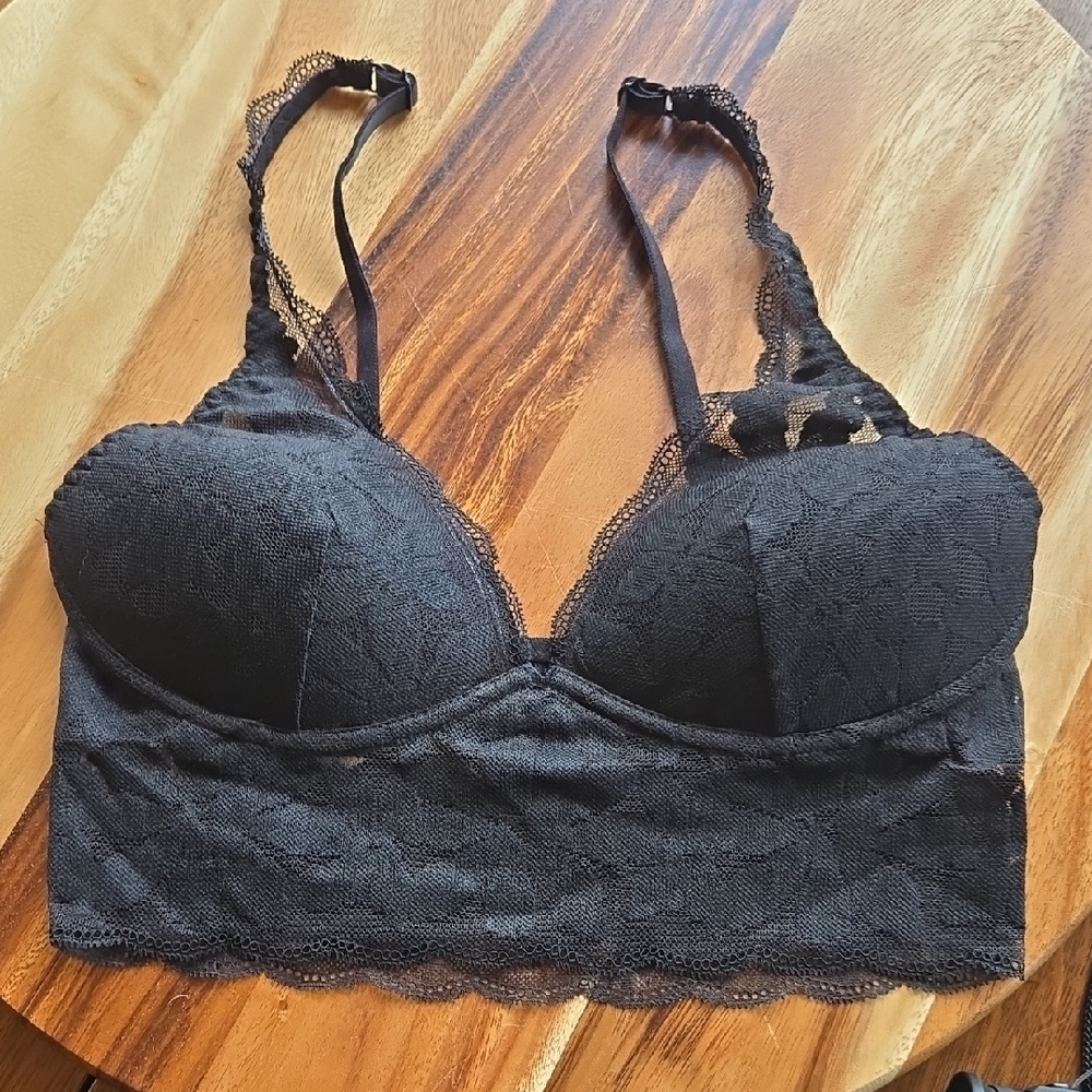 PINK Victoria's Secret Black Longline Bra